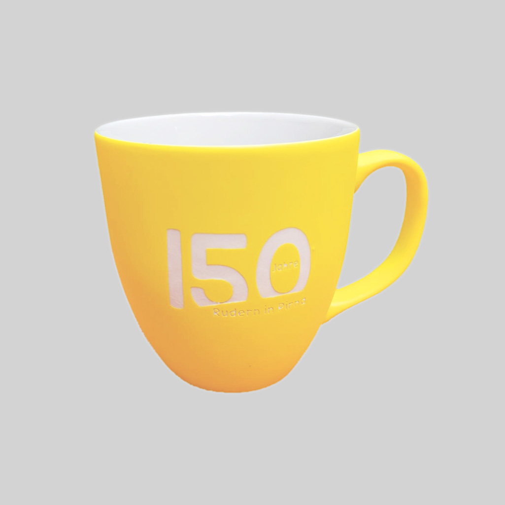 Tasse mit 150 Jahre Logo Steingut 15 €/Stck